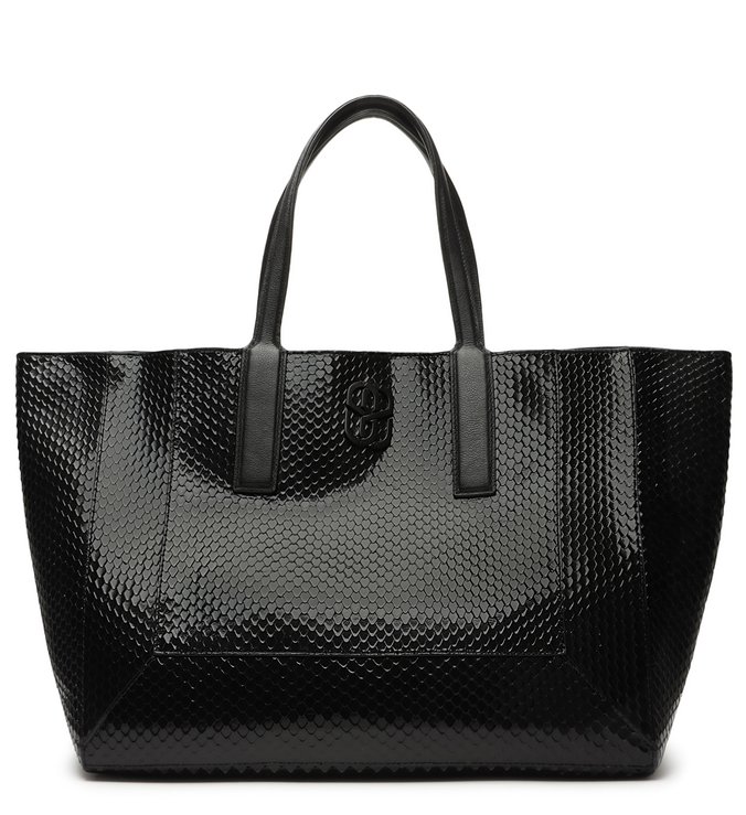 Bolsa Shopping Double Face Bright Snake Preta
