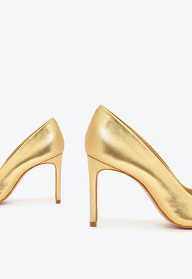 Sapato Scarpin Salto Alto Metalizado Dourado