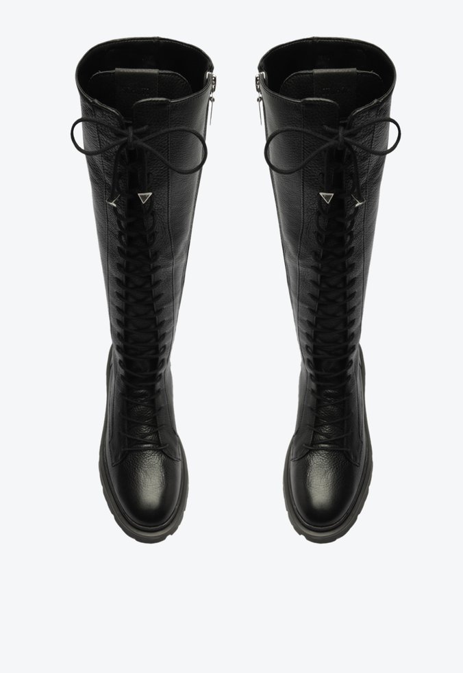 Bota Over The Knee Tiana Couro Preta
