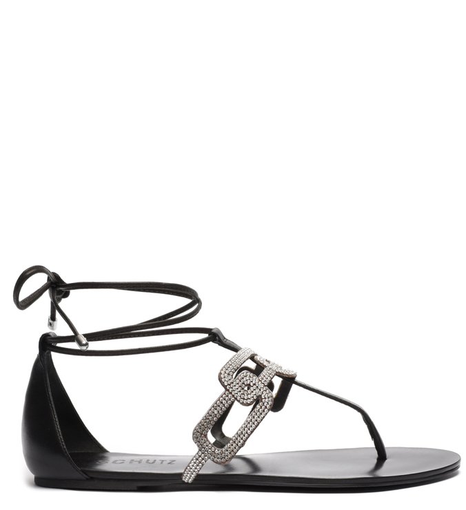 Sandália Rasteira Baroque Glam Black