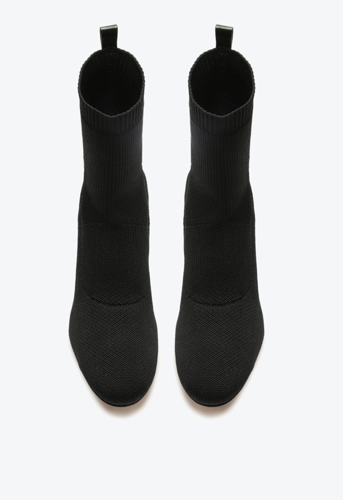 Bota Knit e Couro Preta