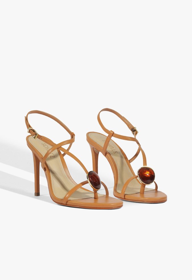 Sandália Salto Alto Azure Couro Laranja | Schutz