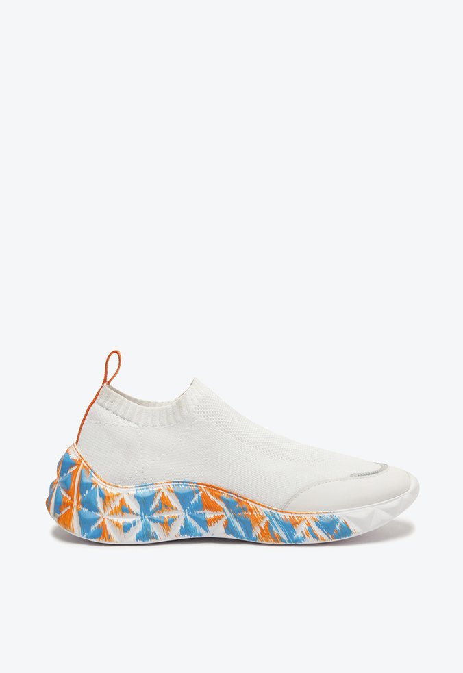 Tênis Knit Branco e Laranja