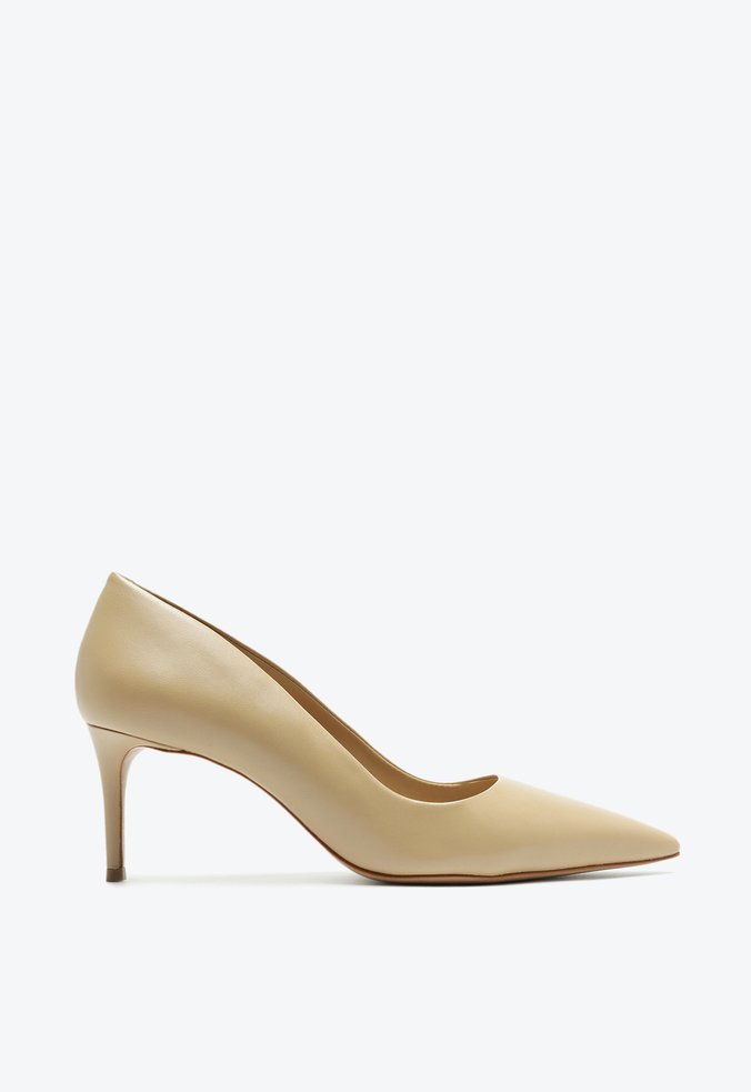 Sapato Scarpin Lena Low Couro Bege