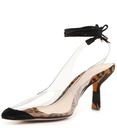 SCARPIN LACE-UP VINIL CLEAR ANIMAL PRINT