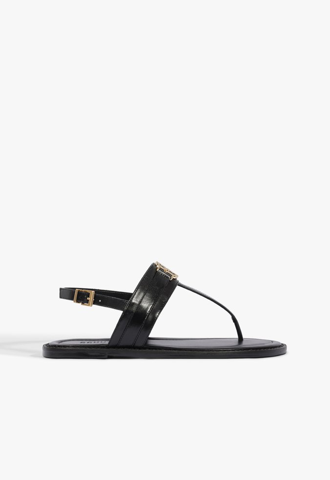 Rasteira Claire Flat Couro Preto