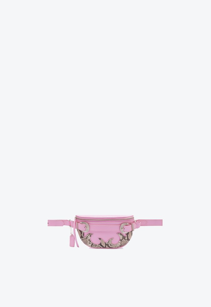 Pochete Texas Couro Snake Rosa