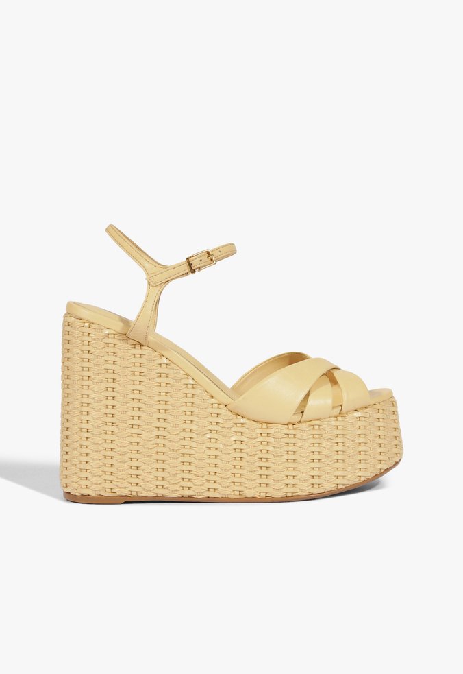 Sandália Plataforma Keefa Wedge Couro Bege