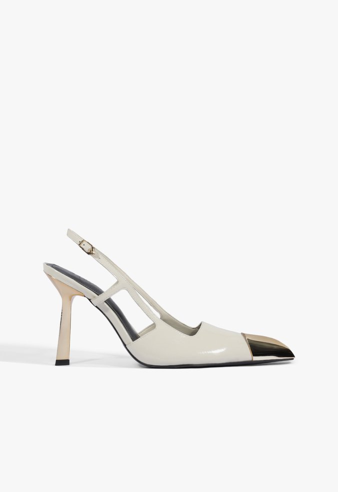 Sapato Scarpin Slingback Verniz Branco