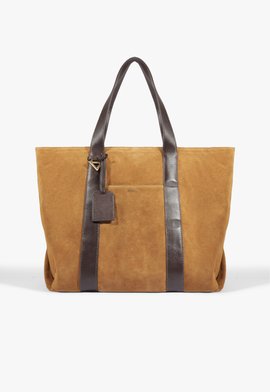 Bolsa Shopping Drew Suede Grande Couro Marrom
