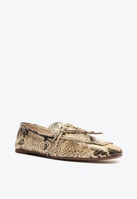 Mocassim Cicy Couro Snake Natural