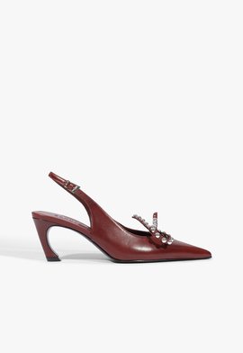 Scarpin Slingback Aura Couro Vermelha