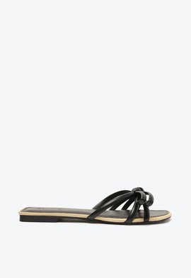 Sandália Rasteira Natural Laço Preta | Schutz