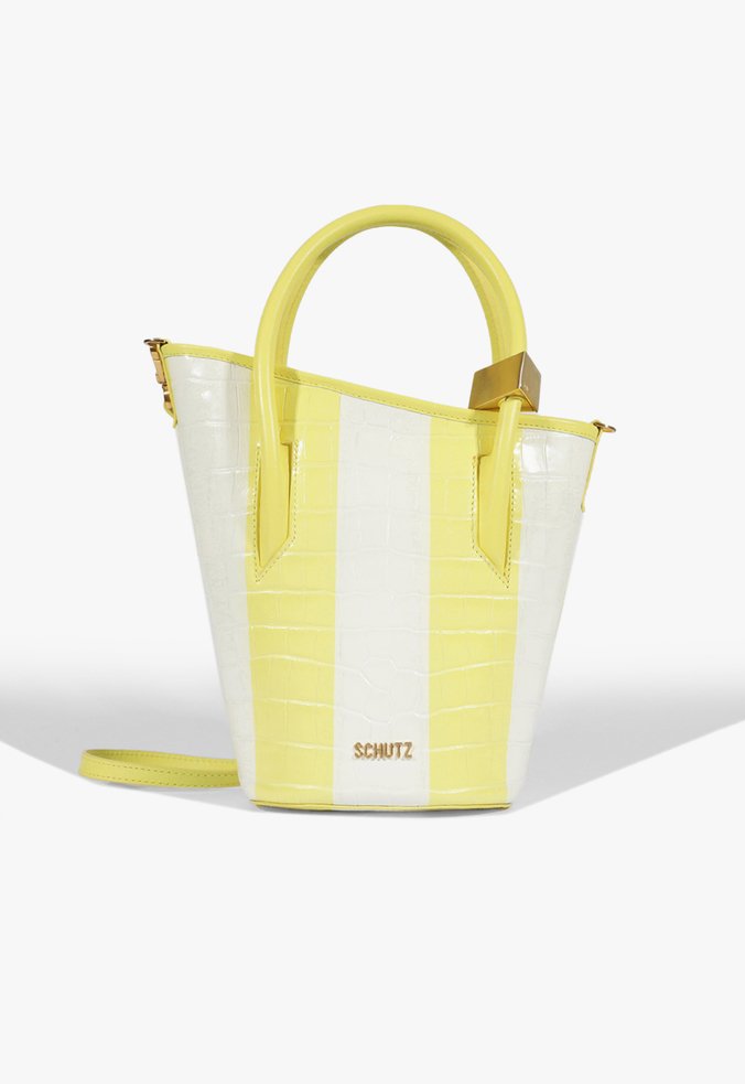 Bolsa Bucket Cayla Stripes Amarela e Branca