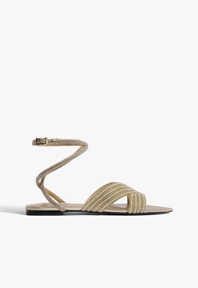Sandália Tixa Strass Dourada