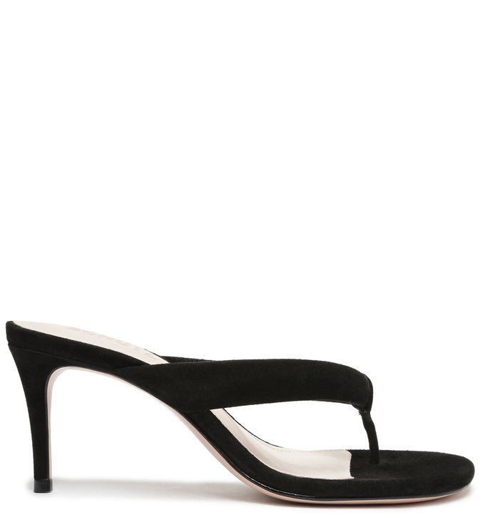 Sandália Mule com Salto Camurça Preta