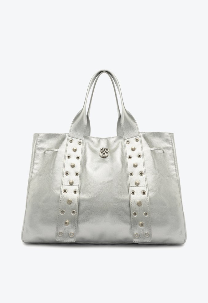 Bolsa Shopping Grande Strike Couro Prata
