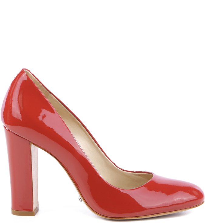 Scarpin Salto Grosso Verniz Scarlet