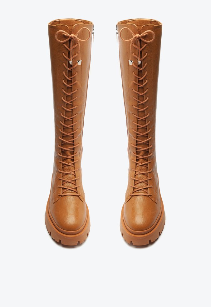 Bota Over The Knee Tiana Couro Marrom