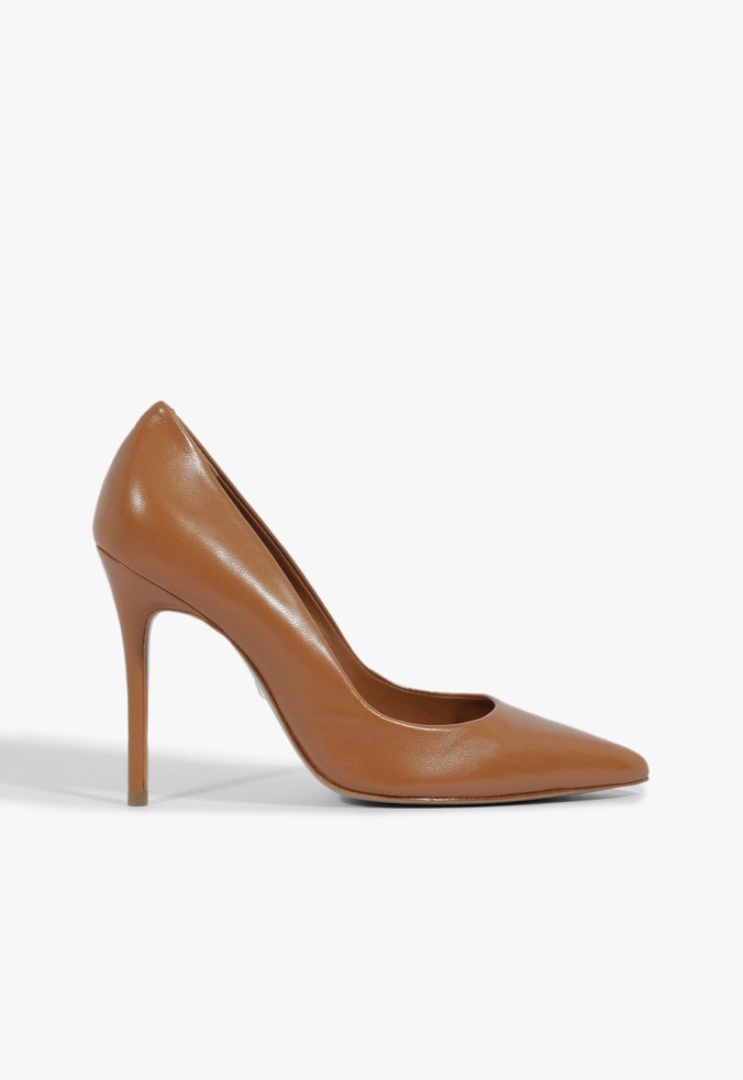 Sapato Scarpin Salto Fino Couro Marrom