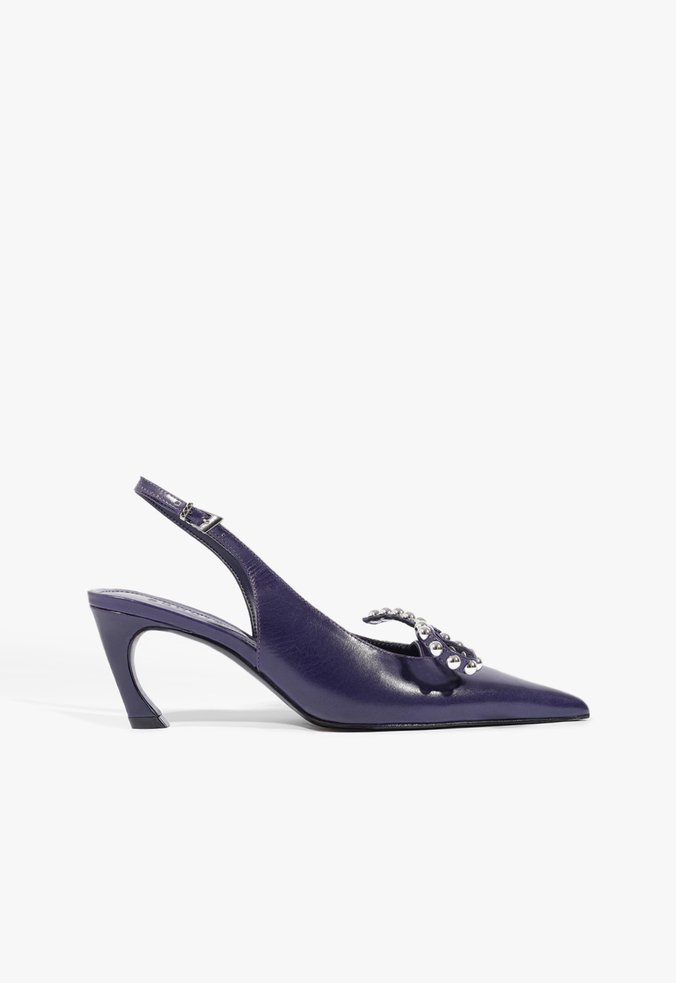 Scarpin Slingback Aura Couro Azul