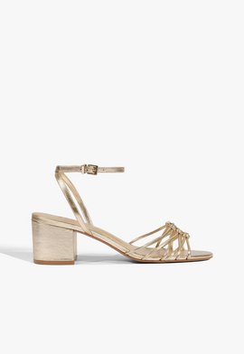 Sandália Kate Salto Bloco Dourado