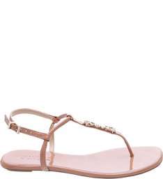 Sandália Rasteira Crystal Schutz Logo Nude