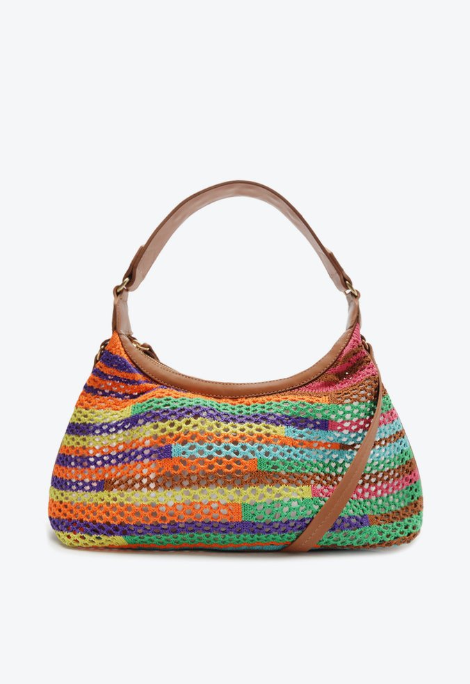 Bolsa Tiracolo Média Polly Tricô Colorida