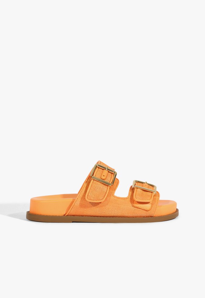 Papete Couro Fivela Laranja
