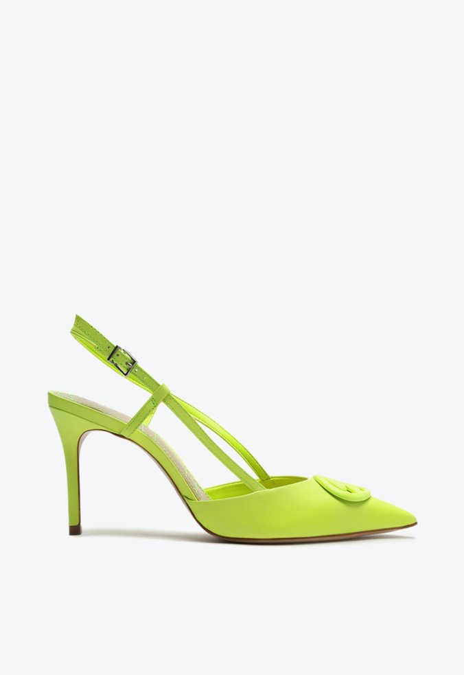 Sapato Slingback Scarpin Patricia Pump Verde Lim o