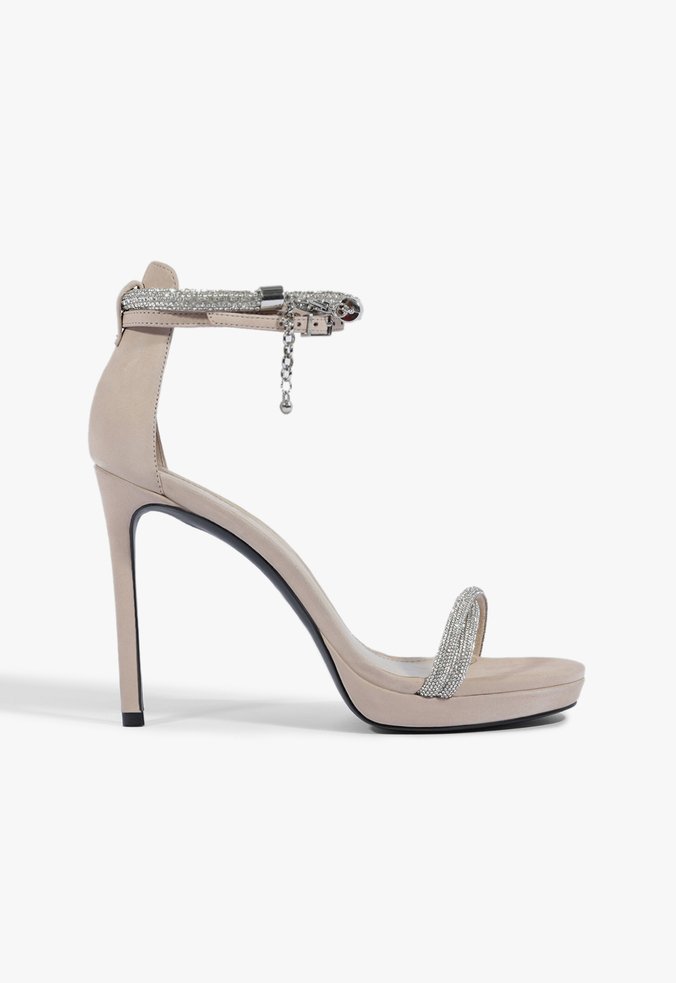 Sandália Glam Nude Cristais