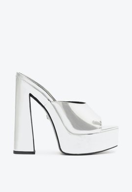 Sapato Mule Plataforma New Wedge Prata