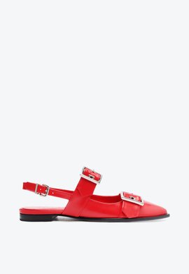 Sapatilha Slingback Couro Vermelho