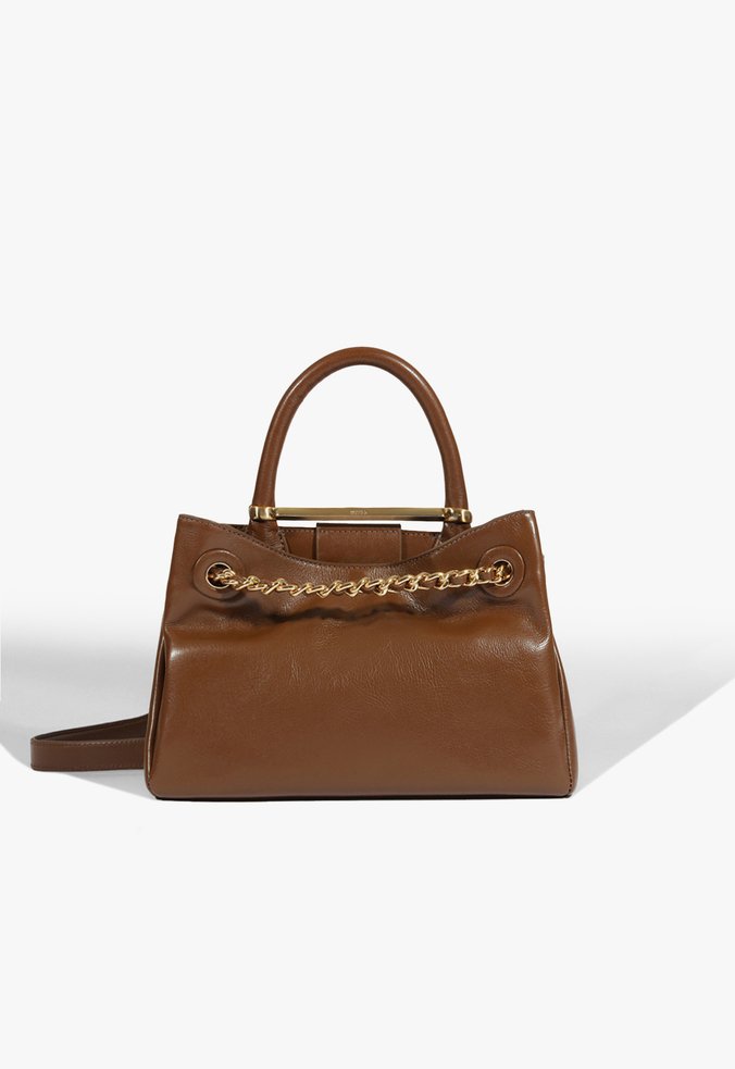 Bolsa Mini Tote Crush Couro Marrom