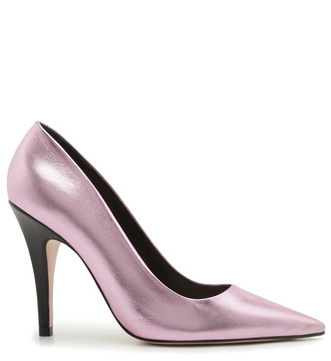 Sapato Scarpin Metalizada Rosa