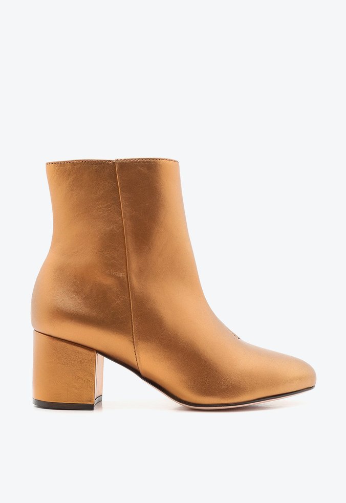 Bota Slim Salto Bloco Metalizada Bronze