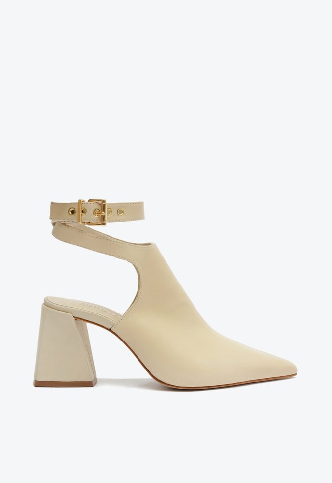 Scarpin Aberto Couro Branco