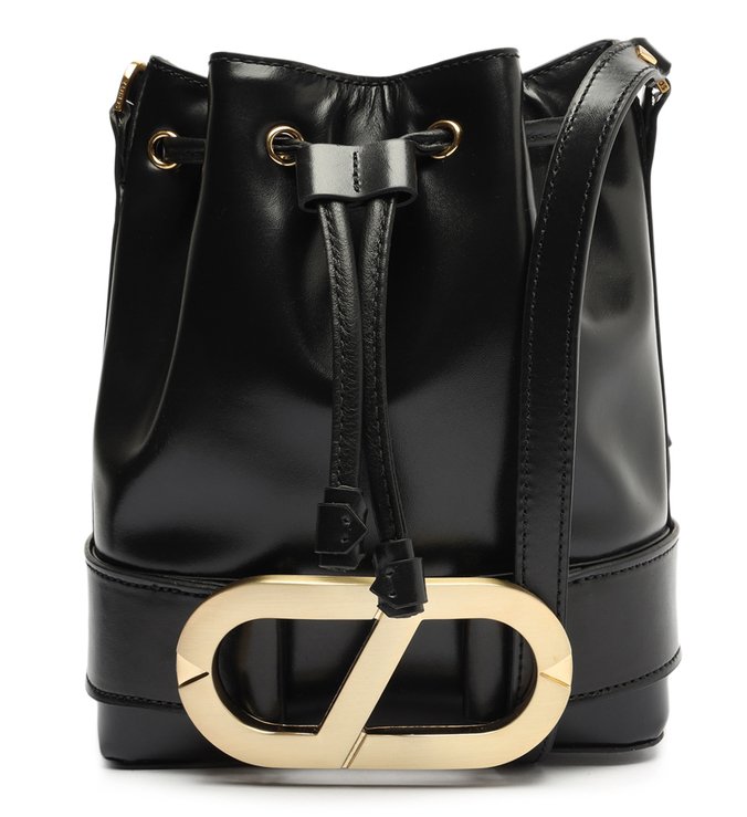 Bolsa Tiracolo Bucket Eloise Couro Preta
