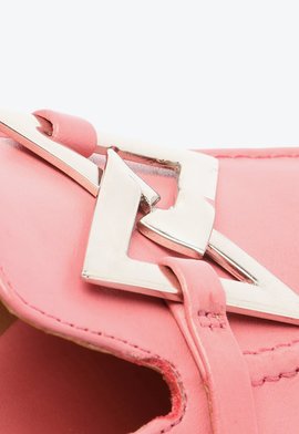 Sapato Mule Rasteira Triangle Couro Rosa