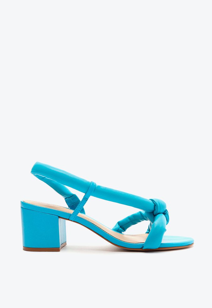 Sandália Salto Bloco Baixo Puffy Azul
