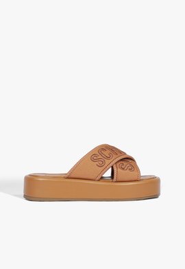 Chinelo Slide Plataforma Marrom