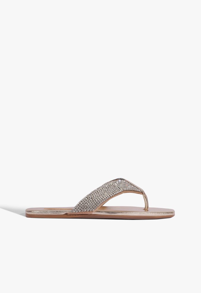 Rasteira Couro Dourado