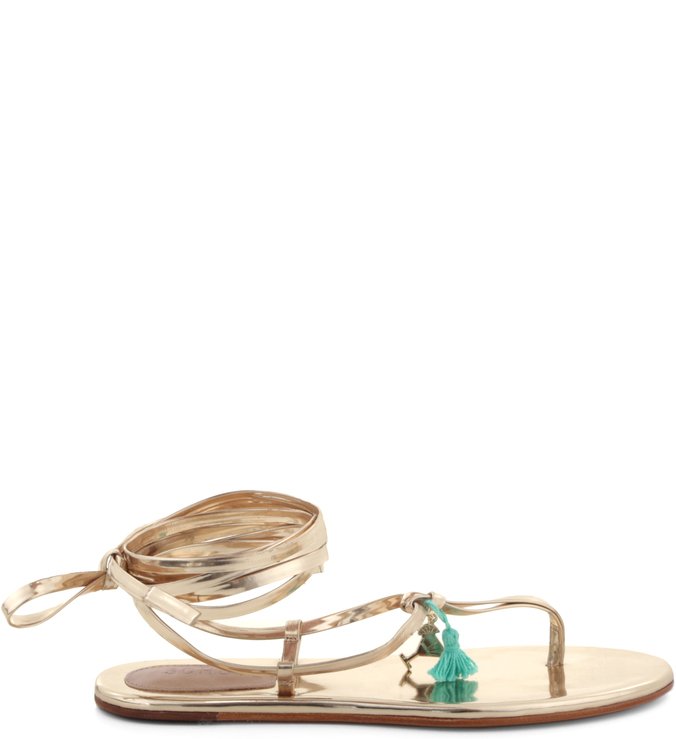 Flat Sandal Lace Up Tessels Platina Flat Sandal Lace Up Tessels Platina