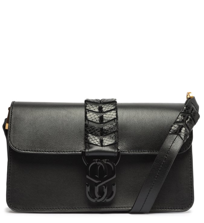 Bolsa Tote Média Marjorie Couro Snake Preta