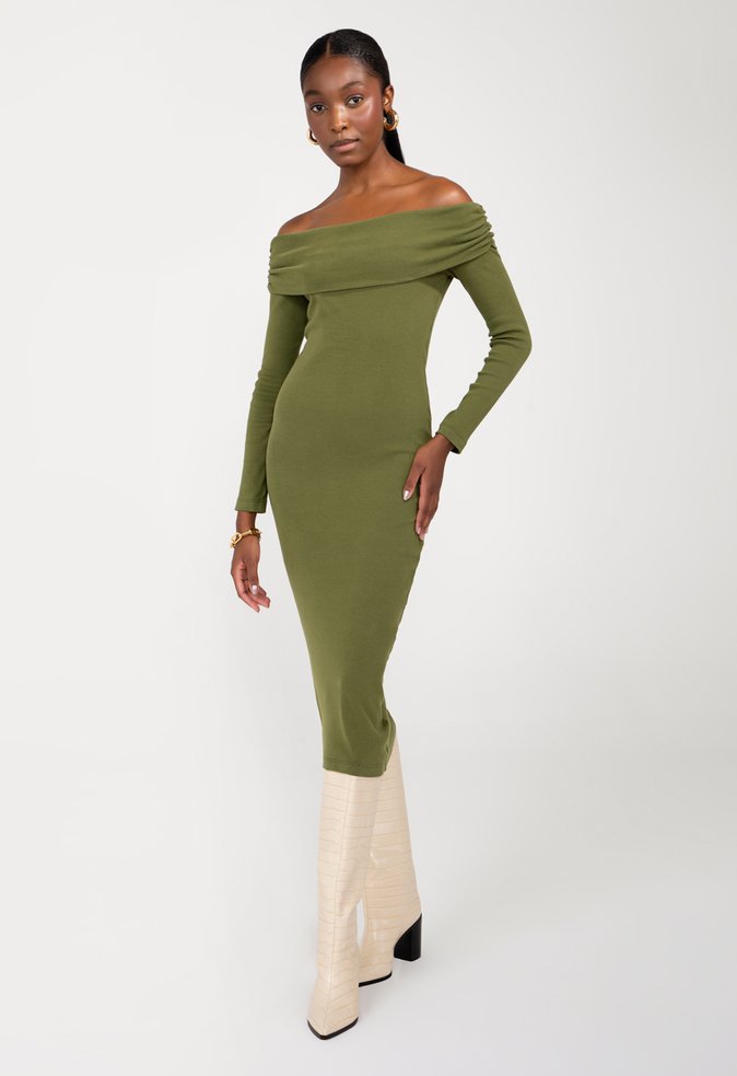 Vestido Midi Malha Diana Verde Escuro