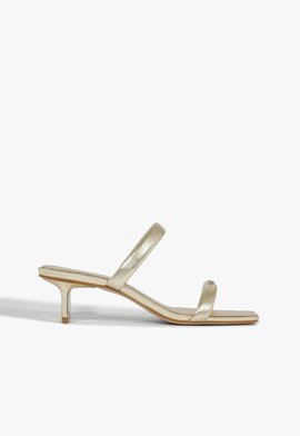 Sandália Mule Glam Couro Dourado