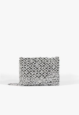 Bolsa Tiracolo Couro Marcie Prateada
