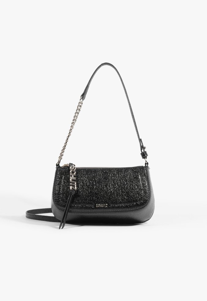 Bolsa Tiracolo Mini Tina Metalizada Preta