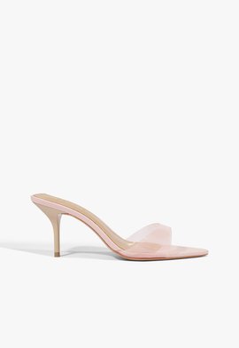 Sandália Salto Médio Bico Folha Cromado Rosa