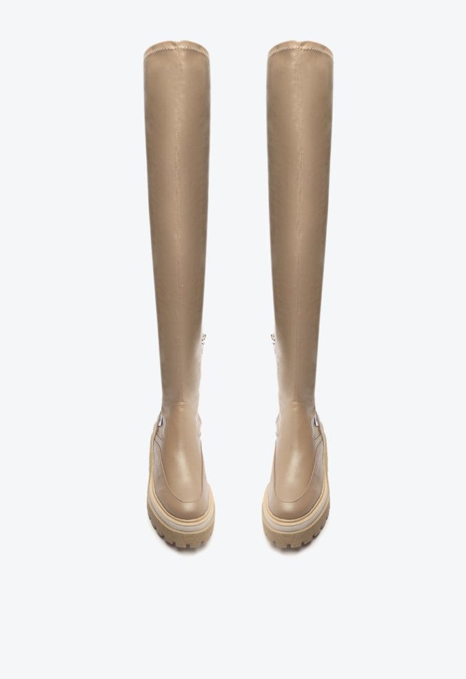 Bota Over The Knee Tratorada Rue Bege Claro
